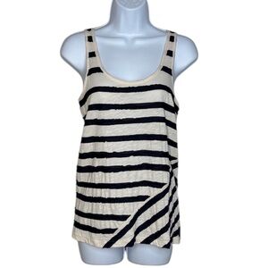 J. Crew Cotton/Silk Asymmetrical Striped Tank Top | Cream and Navy